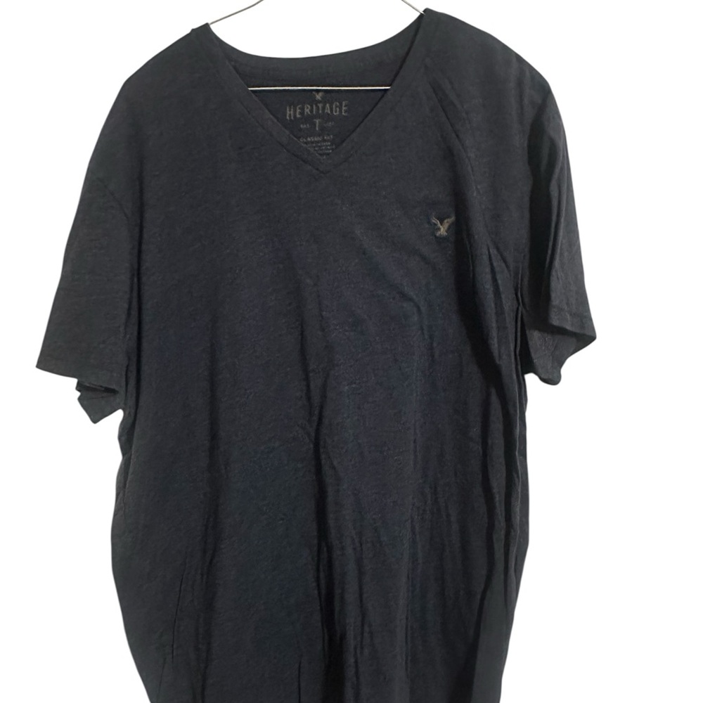 American Eagle Outfitters Men's Dark Gray V-Neck Tee